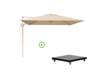 Challenger T² zweefparasol - premium doek | 260x350cm met Monza parasolvoet 90kg | Champagne/Sandstone