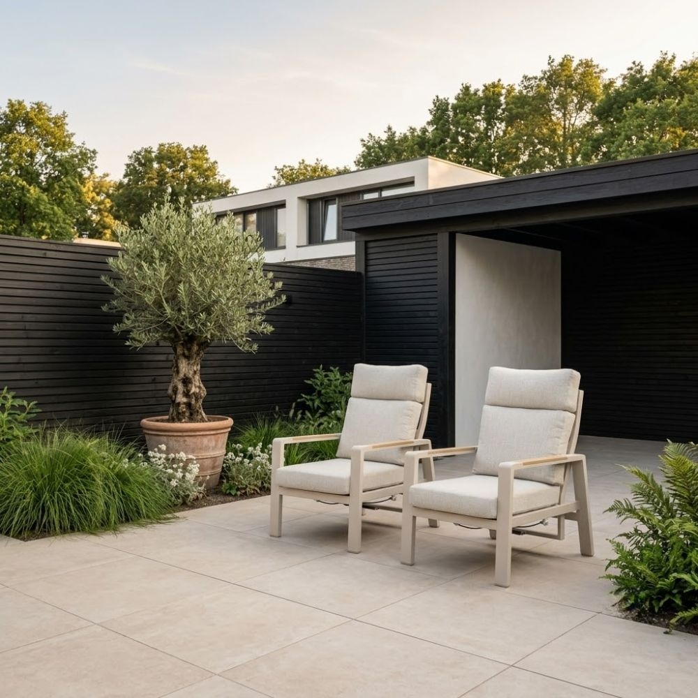 Manhattan loungestoel tuin set van 2 | aluminium + polywood | beige