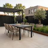 Manchester/Seville zand dining tuinset | 6 personen | aluminium + touw | 205cm