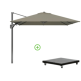 Voyager T² zweefparasol | 270x270cm met Monza parasolvoet 90kg | taupe