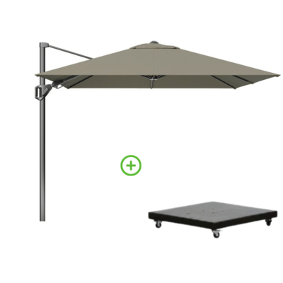 Voyager T² zweefparasol | 270x270cm met Monza parasolvoet 90kg | taupe