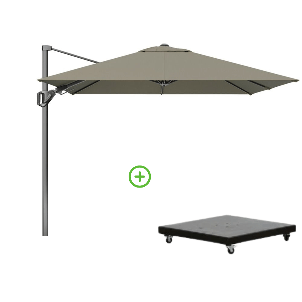 Voyager T² zweefparasol | 270x270cm met Monza parasolvoet 90kg | taupe