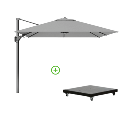 Voyager T² zweefparasol | 270x270cm met Monza parasolvoet 90kg | Light Grey
