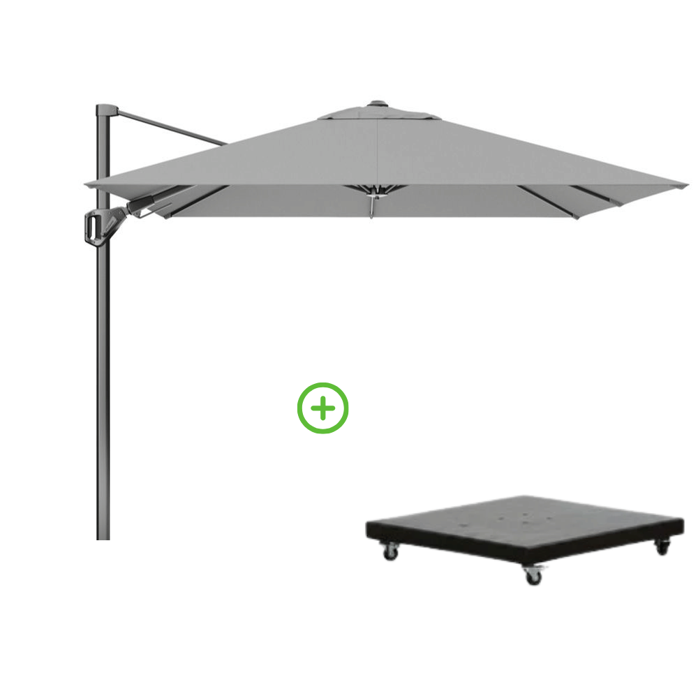 Voyager T² zweefparasol | 270x270cm met Monza parasolvoet 90kg | Light Grey