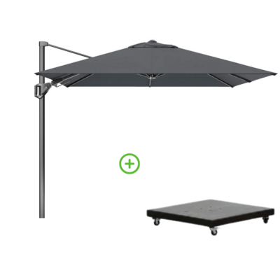Voyager T² zweefparasol | 270x270cm met Monza parasolvoet 90kg | antraciet