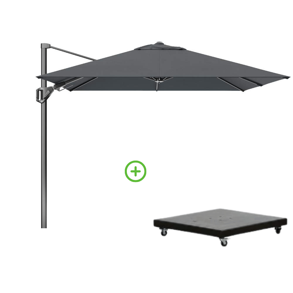 Voyager T² zweefparasol | 270x270cm met Monza parasolvoet 90kg | antraciet