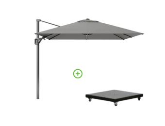 Voyager T² zweefparasol - premium doek | 270x270cm met Monza parasolvoet 90kg | Manhattan