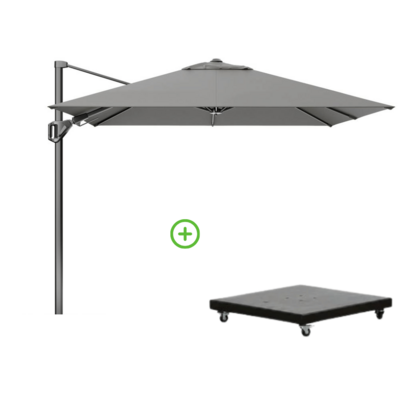 Voyager T² zweefparasol - premium doek | 270x270cm met Monza parasolvoet 90kg | Manhattan
