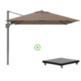 Voyager T² zweefparasol - premium doek | 270x270cm met Monza parasolvoet 90kg | Havana