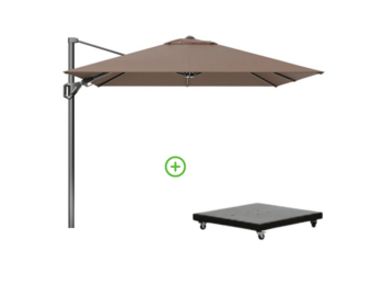 Voyager T² zweefparasol - premium doek | 270x270cm met Monza parasolvoet 90kg | Havanna
