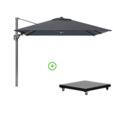Voyager T² zweefparasol - premium doek | 270x270cm met Monza parasolvoet 90kg | Faded Black