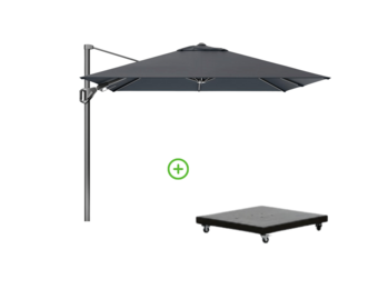 Voyager T² zweefparasol - premium doek | 270x270cm met Monza parasolvoet 90kg | Faded Black