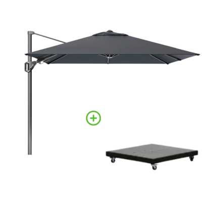 Voyager T² zweefparasol - premium doek | 270x270cm met Monza parasolvoet 90kg | Faded Black