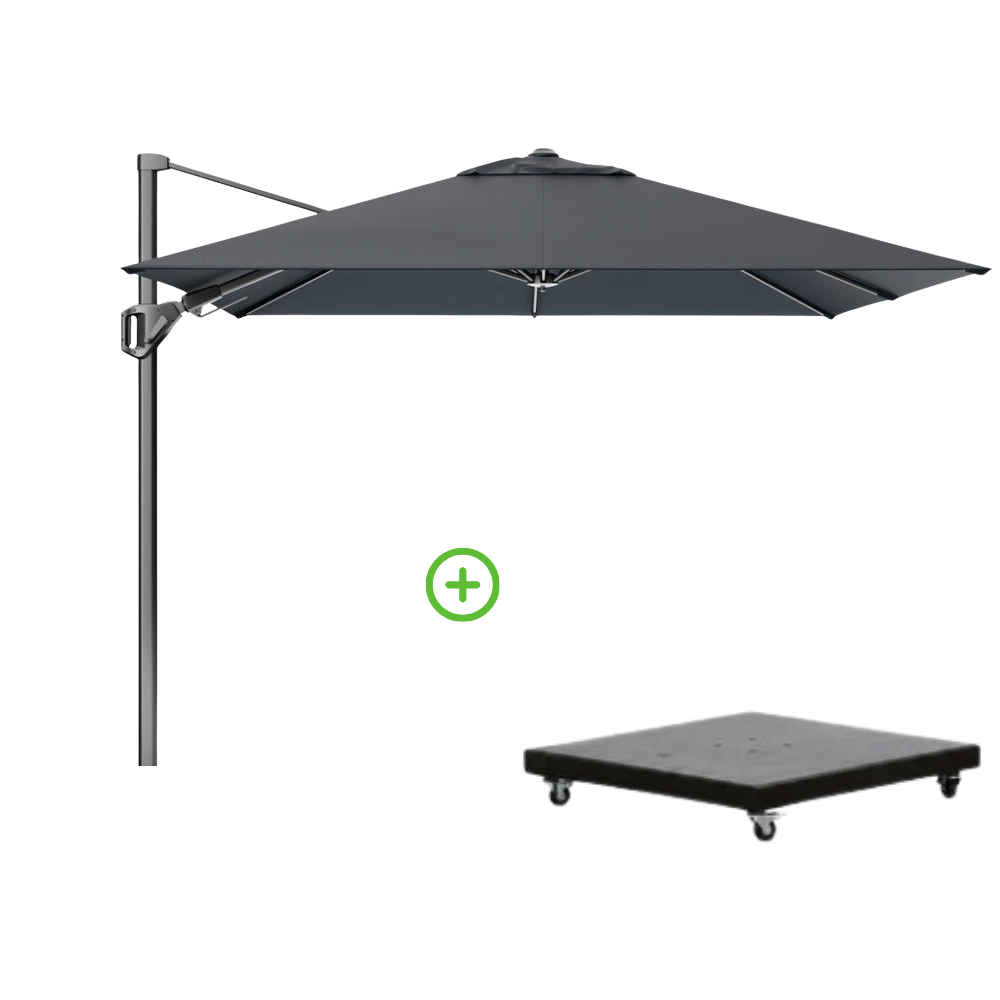 Voyager T² zweefparasol - premium doek | 270x270cm met Monza parasolvoet 90kg | Faded Black