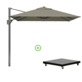 Voyager T¹ zweefparasol | 250x250cm met Monza parasolvoet 90kg | taupe