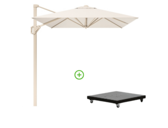 Voyager T¹ zweefparasol | 250x250cm met Monza parasolvoet 90kg | Ivory/Sandstone