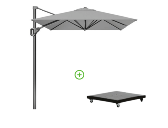 Voyager T¹ zweefparasol | 250x250cm met Monza parasolvoet 90kg | grijs