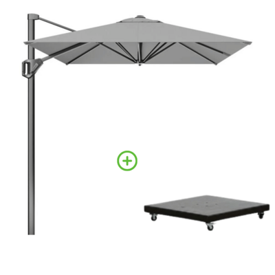 Voyager T¹ zweefparasol | 250x250cm met Monza parasolvoet 90kg | grijs