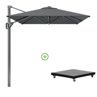 Voyager T¹ zweefparasol | 250x250cm met Monza parasolvoet 90kg | antraciet