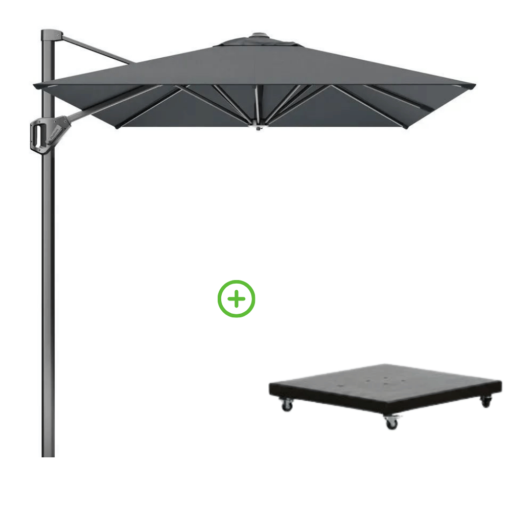 Voyager T¹ zweefparasol | 250x250cm met Monza parasolvoet 90kg | antraciet
