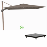 Nexus T² zweefparasol - premium doek | 300x300 met Monza parasolvoet 90kg | Havana/Mocha