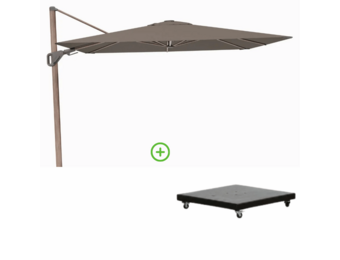 Nexus T² zweefparasol - premium doek | 300x300 met Monza parasolvoet 90kg | Havanna/Mocha