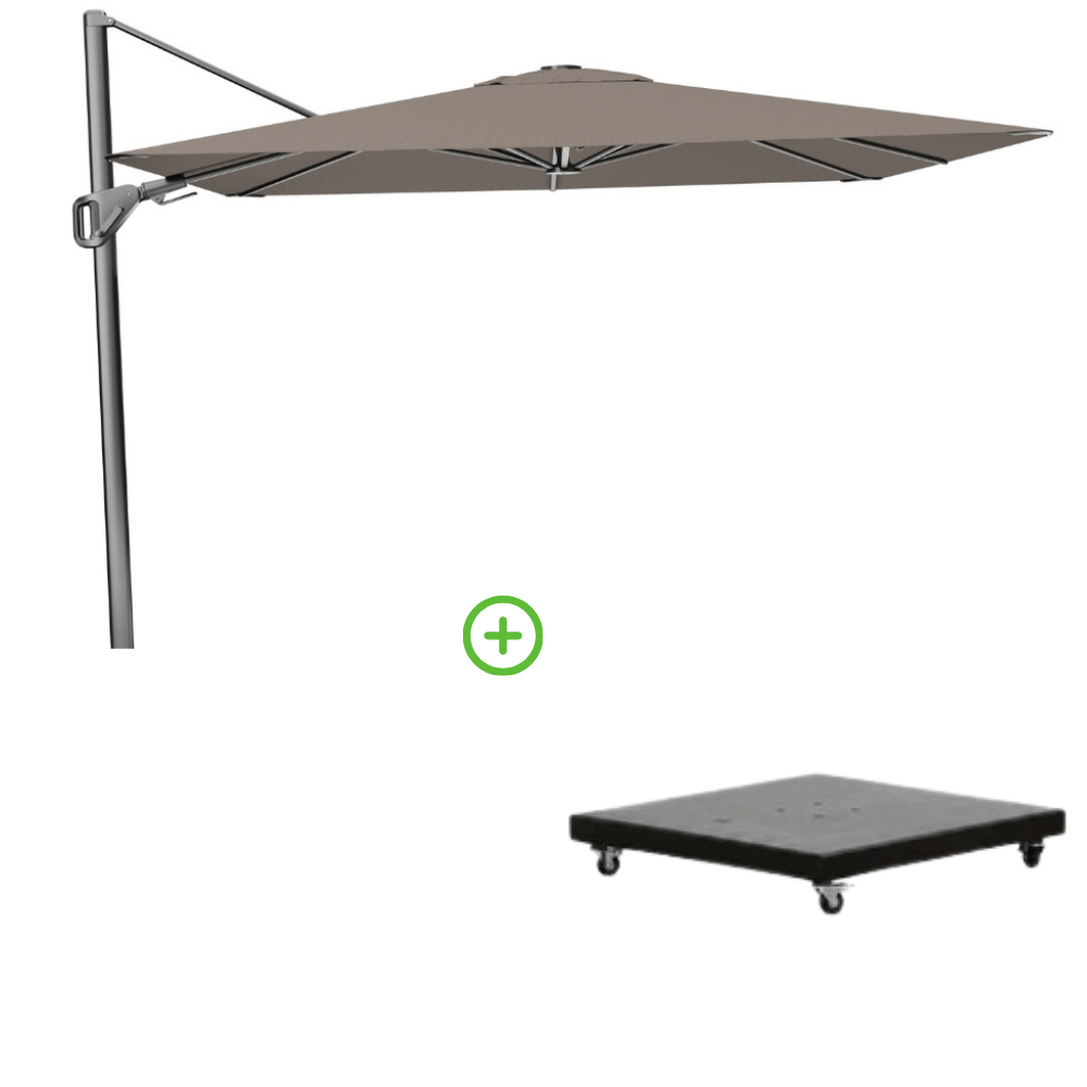Nexus T² zweefparasol - premium doek | 300x300 met Monza parasolvoet 90kg | Havana