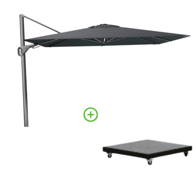 Nexus T² zweefparasol - premium doek | 300x300 met Monza parasolvoet 90kg | Faded Black