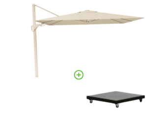 Nexus T² zweefparasol - premium doek | 300x300 met Monza parasolvoet 90kg | Champagne/Sandstone
