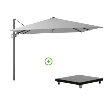 Milano T² zweefparasol | 300x300cm met Monza parasolvoet 90kg | Light Grey