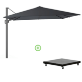 Milano T² zweefparasol | 300x300cm met Monza parasolvoet 90kg | antraciet