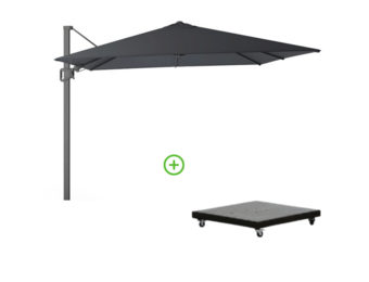 Milano T² zweefparasol | 300x300cm met Monza parasolvoet 90kg | antraciet