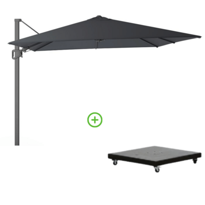 Milano T² zweefparasol | 300x300cm met Monza parasolvoet 90kg | antraciet