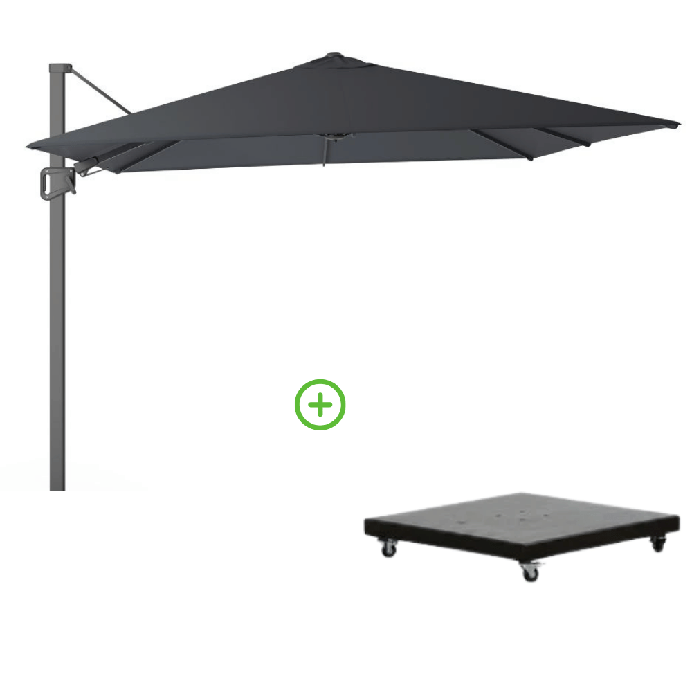 Milano T² zweefparasol | 300x300cm met Monza parasolvoet 90kg | antraciet