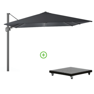 Milano T² zweefparasol - inclusief LED | 300x300cm met Monza parasolvoet 90kg | antraciet