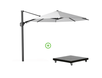Challenger T² zweefparasol | Ø350cm rond met Monza parasolvoet 90kg | wit