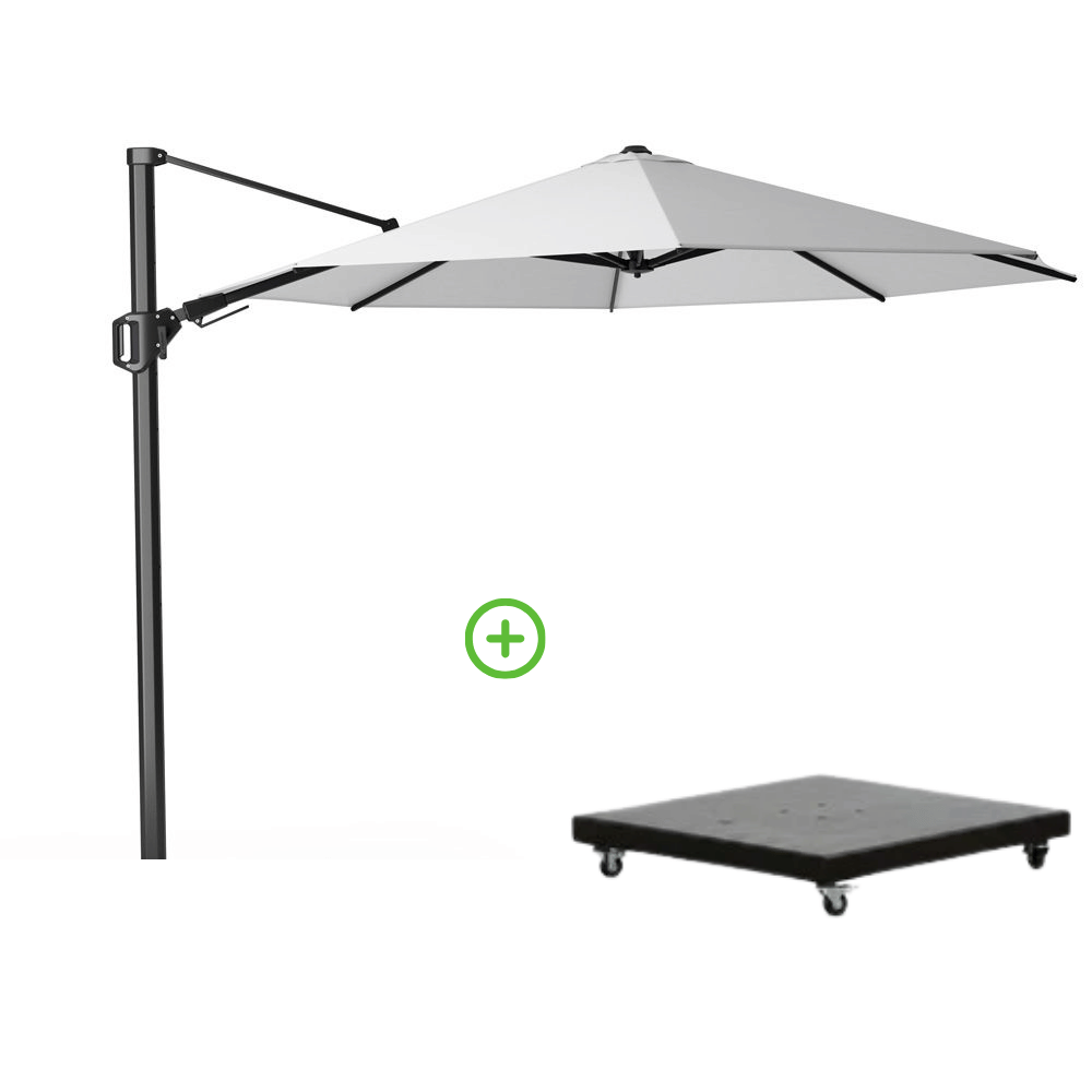 Challenger T² zweefparasol | Ø350cm rond met Monza parasolvoet 90kg | wit