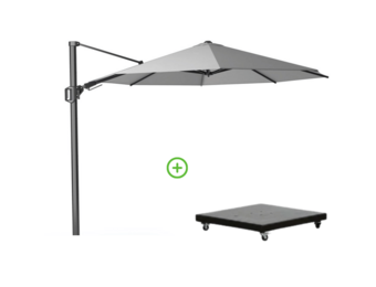 Challenger T² zweefparasol | Ø350cm rond met Monza parasolvoet 90kg | Light Grey