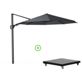 Challenger T² zweefparasol | Ø350cm rond met Monza parasolvoet 90kg | antraciet