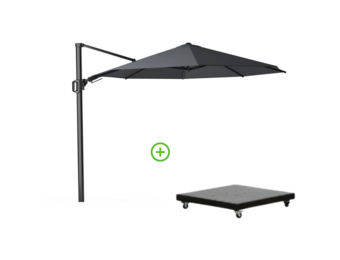 Challenger T² zweefparasol | Ø350cm rond met Monza parasolvoet 90kg | antraciet