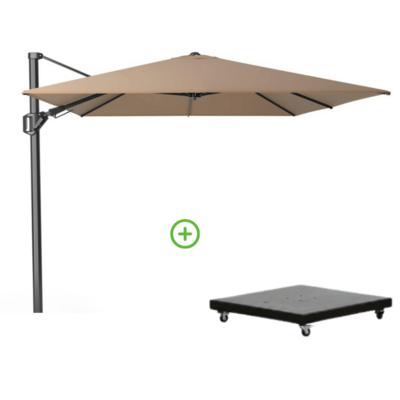 Challenger T² zweefparasol | 350x260cm met Monza parasolvoet 90kg | taupe