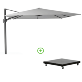 Challenger T² zweefparasol | 350x260cm met Monza parasolvoet 90kg | Light Grey