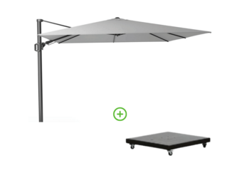 Challenger T² zweefparasol | 350x260cm met Monza parasolvoet 90kg | Light Grey