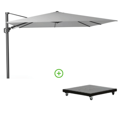 Challenger T² zweefparasol | 350x260cm met Monza parasolvoet 90kg | Light Grey