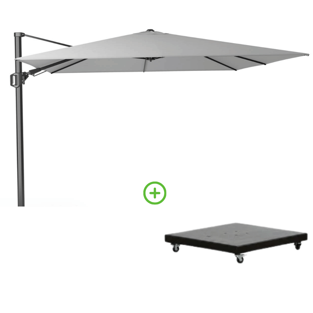 Challenger T² zweefparasol | 350x260cm met Monza parasolvoet 90kg | Light Grey