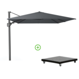 Challenger T² zweefparasol | 350x260cm met Monza parasolvoet 90kg | antraciet