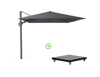 Challenger T² zweefparasol | 350x260cm met Monza parasolvoet 90kg | antraciet