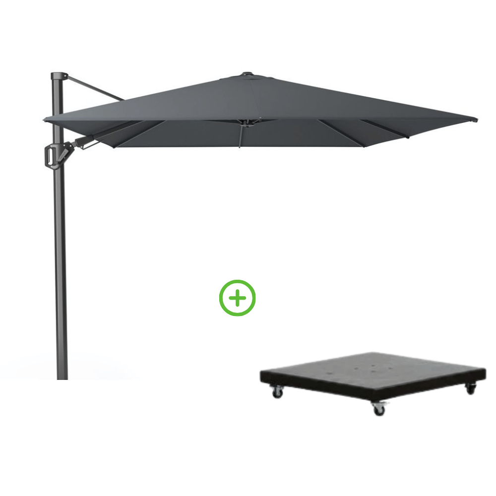 Challenger T² zweefparasol | 350x260cm met Monza parasolvoet 90kg | antraciet
