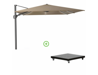 Challenger T² zweefparasol | 300x300cm met Monza parasolvoet 90kg | taupe