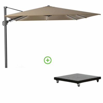 Challenger T² zweefparasol | 300x300cm met Monza parasolvoet 90kg | taupe
